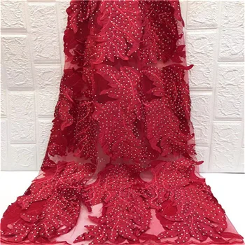 

2018 New Design French Tulle Lace Fabric With Stones High Quality Fashion African Mesh Lace Fabric For Party Dress