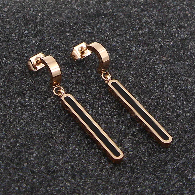 

Martick Rose Gold-color Stainless Steel Earrings For Women C Shape Square Pendant Earrings Never Fade E34