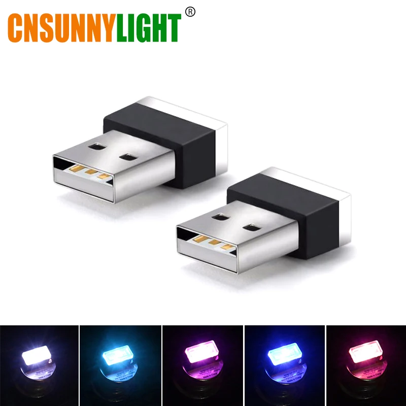 

CNSUNNYLIGHT Car LED Atmosphere Light w/ USB Socket Interior Decorative Lamp Emergency Lighting Universal For PC USB Plug Play