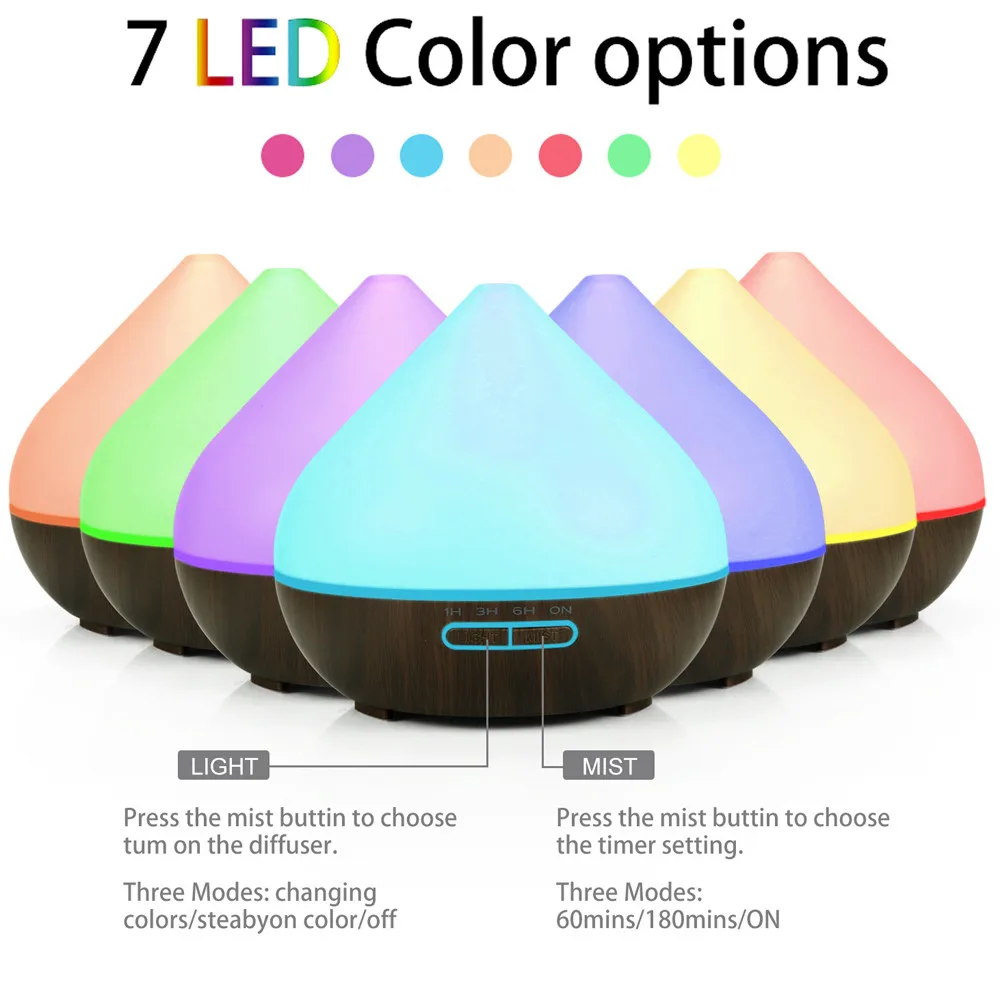 

2019 latest hot sale explosion popularWood Grain Home Diffuser Ultrasonic Air Humidifier Purifier High Capacity 300ml