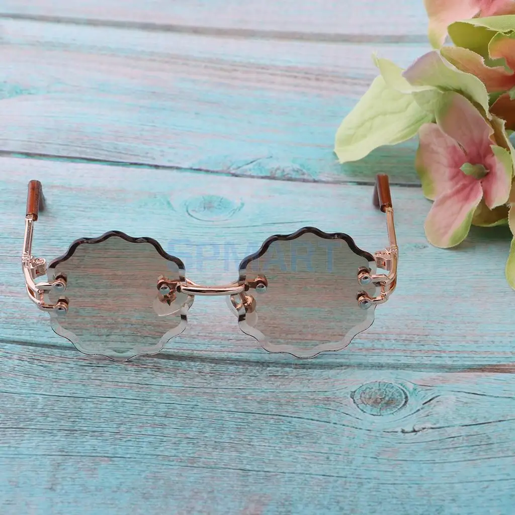 Stylish Metal Frame Glasses Eyewear Wave-shaped Sunglasses For Blythe 12inch Fashion Doll Outfits Dress-up Accessory