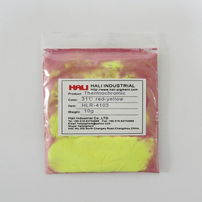 Продаем термохлормический пигмент цвета в цвет, термочувствительный пигмент в порошке, 1 лот = 100 грамм HLR-4103 красный в желтый