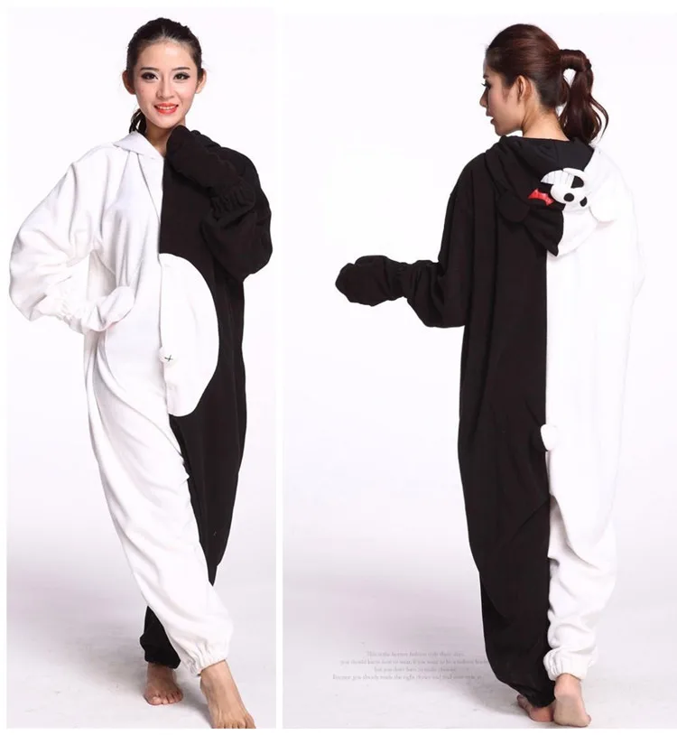 Взрослые кигуруми Dangan Ronpa медведь Монокума костюмы для косплея женский мужской