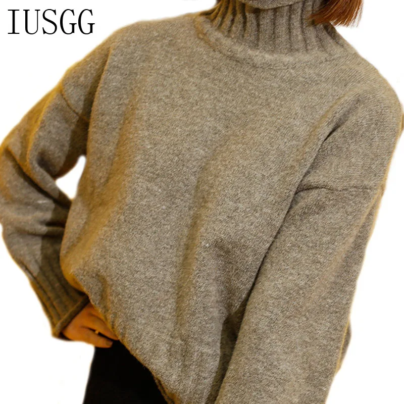 

2019 Solid Color Regular Long Sleeve Loose Turtleneck Casual Women knit Sweaters And Pullovers Winter Woman Sweater Knitting Top