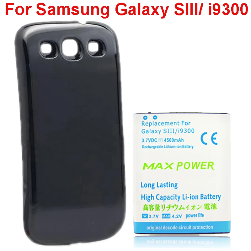 4500 мАч Расширенная запасная батарея для Samsung Galaxy S3 i9300 i9300i + задняя крышка чехол S III