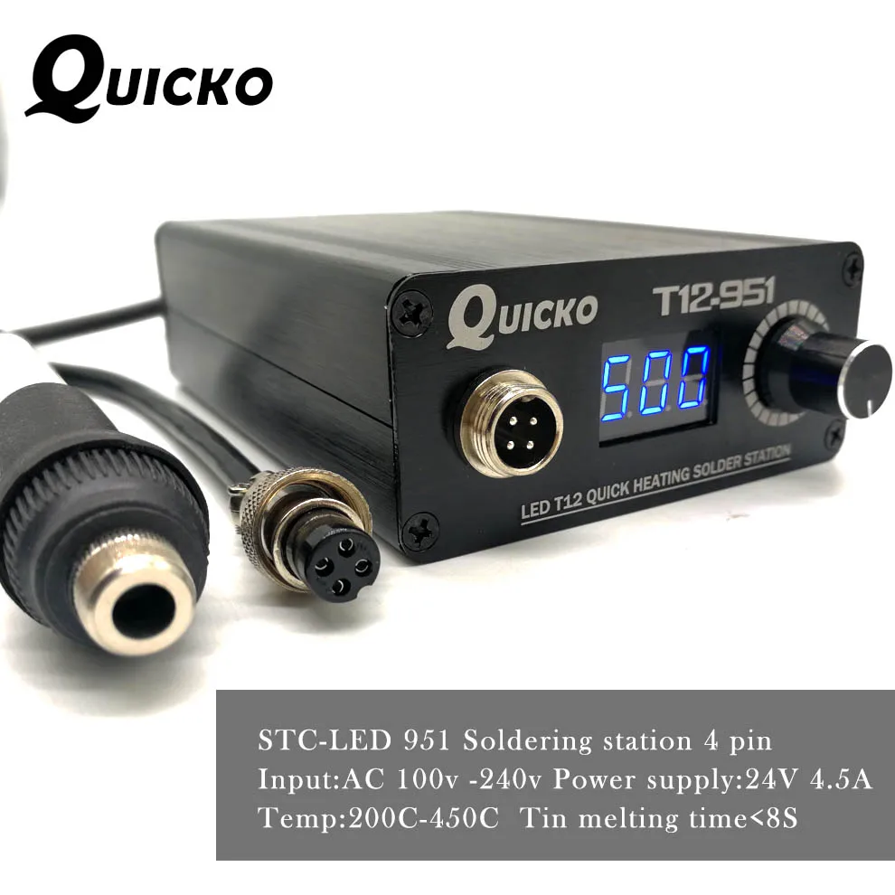 QUICKO T12 STC-светодиодный паяльная станция электронная паяльник для подключения к новая версия T12-951 светодиодный цифровой сварочный инструмент большой мощности 108W