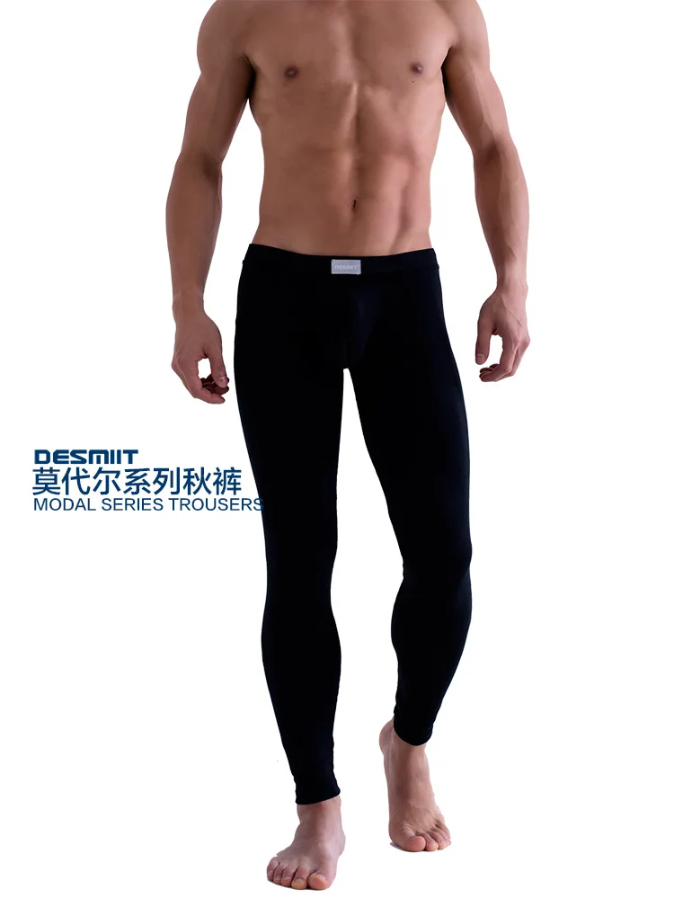 2019 Sexy Low Rise Modal Men's Thermal Long johns Pants Solid Color ...