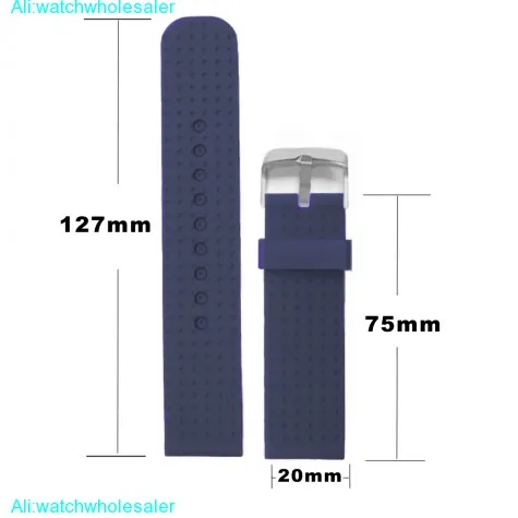 20mm Navy Blue Color Silicone Jelly Rubber Unisex Watch Band Straps WB1053T20JB