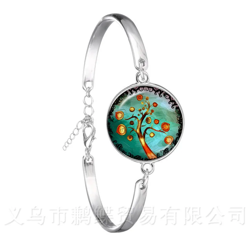 Dusk Tree of Life Bracelet Glass Cabochon Silver Plated Chain Bangles For Men Women Children Creative Gift | Украшения и