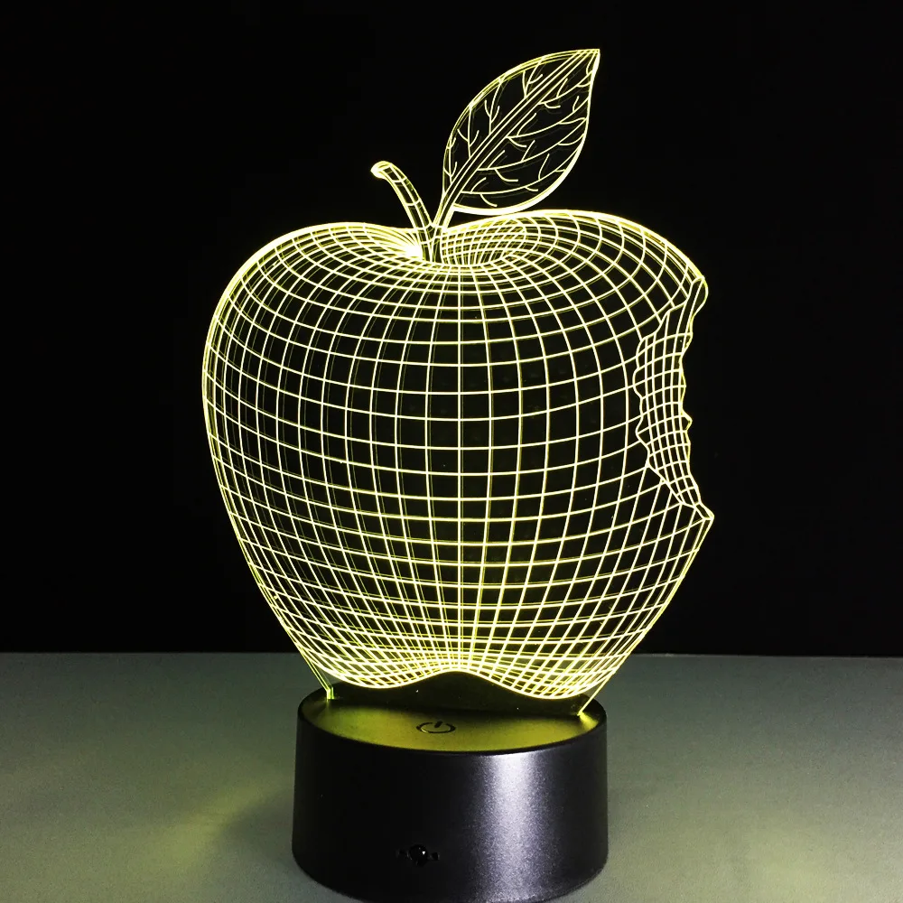 Apple 7 цветов 3D настольная светодиодный LED акрил стерео прикроватная голограмма Декор сенсорный выключатель свет ночник подарок для детей