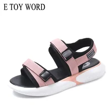 E игрушки слово женские босоножки летняя повседневная женская обувь с застежкой-липучкой пляжные сандалии на платформе с ремешком; женские босоножки; zapatos mujer