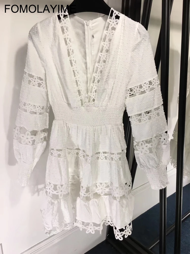 FOMOLAYIME женское платье Vestidos 2019 весенние сексуальные глубокий v образный вырез
