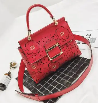 Дизайнерская открытая сумка с цветами, женские сумки через плечо, известный бренд, стеганая сумка, роскошные сумки, женские сумки, дизайнерские LL130 - Цвет: Красный