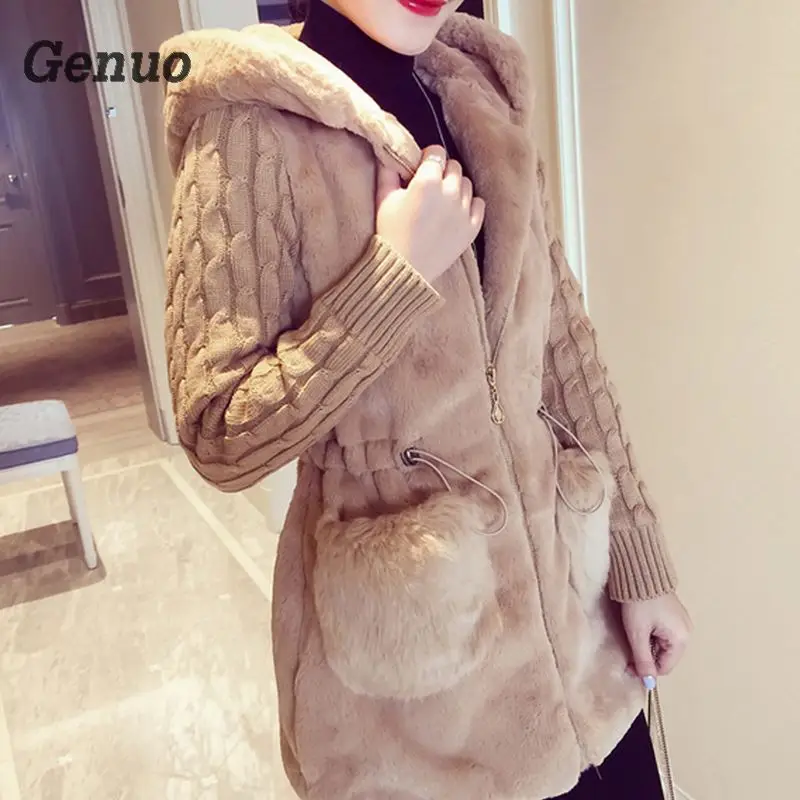 

Fashion Long Cardigan Coat Female Autumn Thick Warm Winter Jacket for Women Fur Women's Jacket Knitted Lady's Sweater