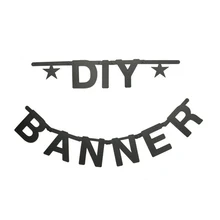 Черный DIY баннер с надписью пользовательские символы комплект баннер для вечеринки на день рождения дома Рождество фото фон подвесных украшений