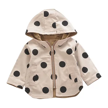 

Baby Kids Polka Dot Jacket Coat Toddler Wear On Both Side Windbreak Outerwear Baby Boys Girls Clothes Fall Children Trench Coat