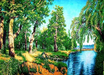 

Free shipping middle size wall gobelin tapestries,oak woods beside the lake