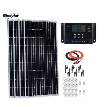 

400W 12V Monocrystalline Solar Panel Kit w/ 30A LCD PWM Solar Charge Controller White +Red/Black Cable+Y Connector+Z Brackets
