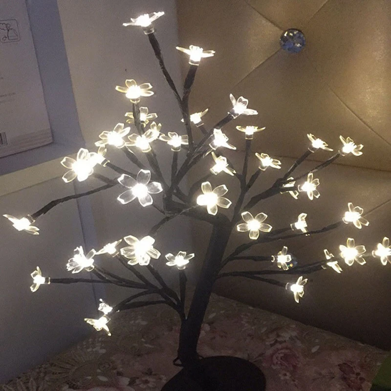 decoracion de navidad de flores de sakura para escritorio bonsai arbol luz led ramitas de mesa fiesta en casa