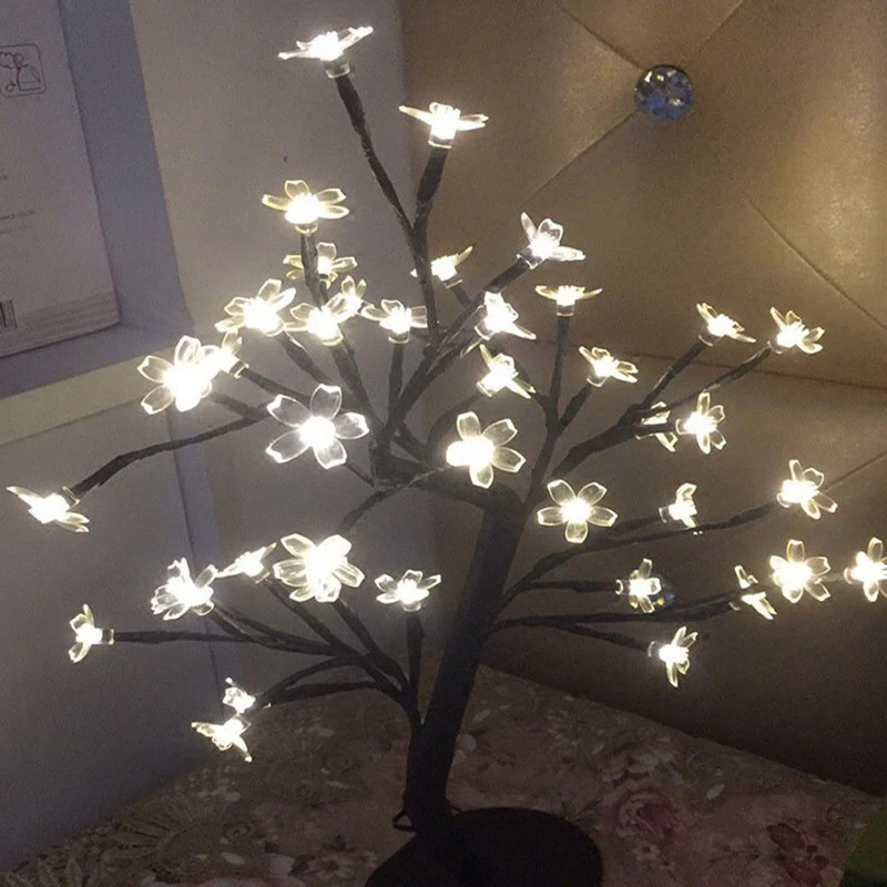 

Xmas Sakura Blossom Desk Bonsai Tree LED Light Table Twig Light Home Party Decor