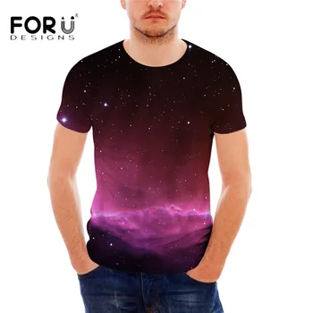 

FORUDESIGNS Fashion Universe Space Galaxy Printed Men T Shirt Designer Short Sleeve Casual T-shirts for Male Breath Fitness Tops