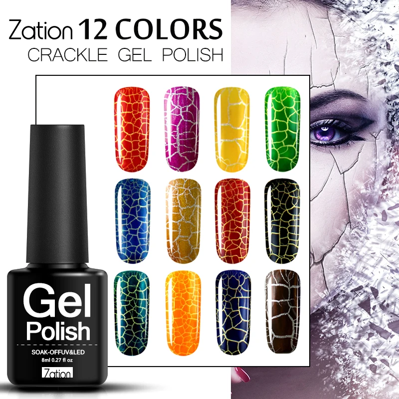 Zation Cracking Gel Polish Crack Nail Gel Top Base Coat Varnish Crackle