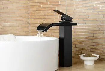 

New design bathroom basin faucet black Waterfall Faucets hot and cold water single handle taps mixer bathroom accessories
