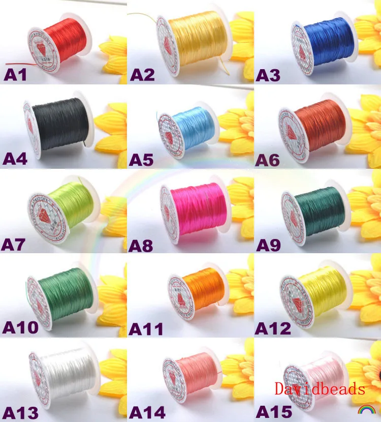 

5 Rolls/50Meter 0.8mm Crystal Stretchy Elastic Craft Bracelet Beads Thread Cords Wire 15 Colors In Total for Jewelry Making