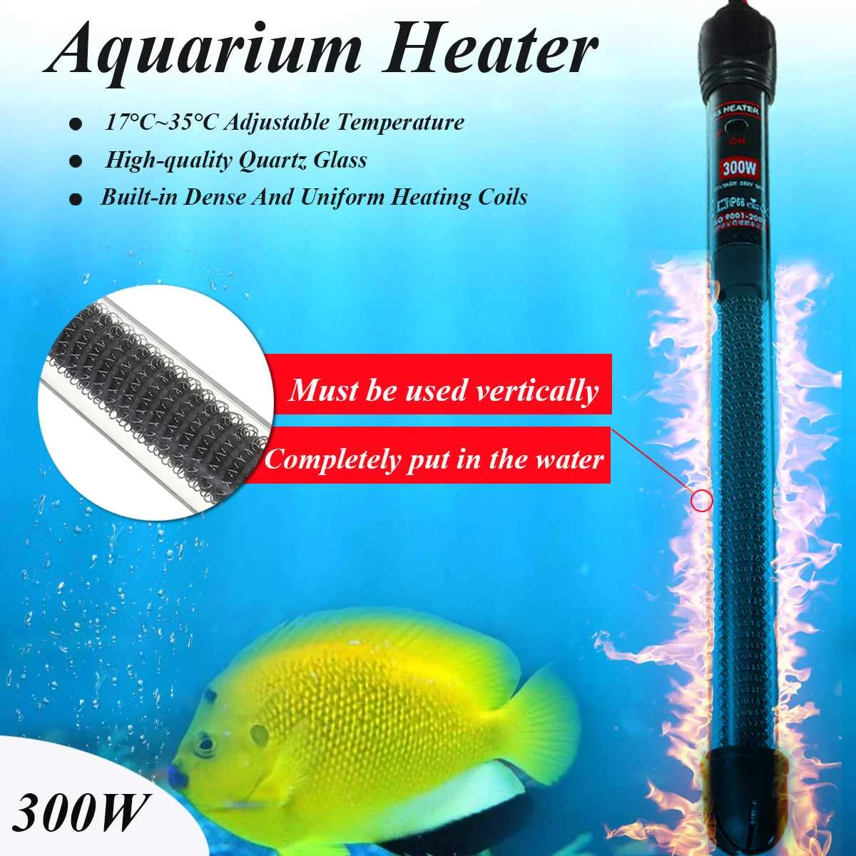 300 Вт аквариум из нержавеющей стали автоматическая постоянная температура Электрический нагреватель взрывозащищенный нагревательный стержень аквариумные аксессуары