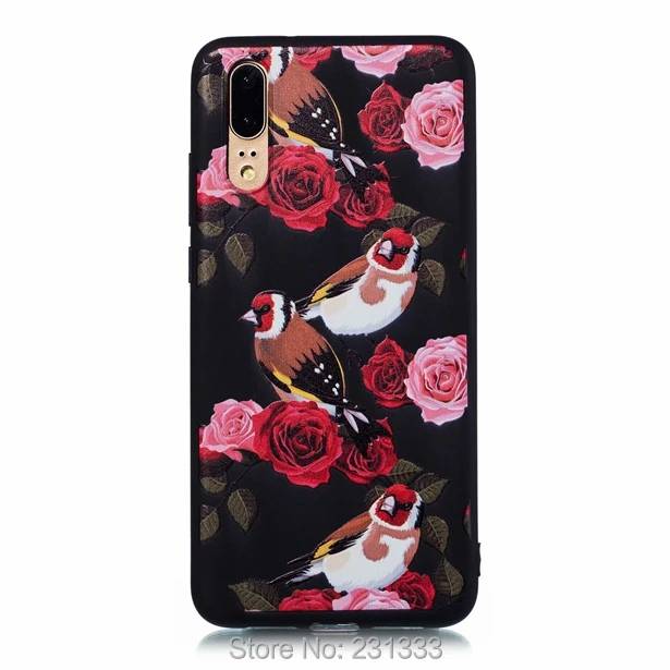 Мягкий ТПУ чехол с мультяшным цветком c ku для Huawei P20 PRO P8 LITE 2017 P Smart Butterfly Bird Relief Oil GEL