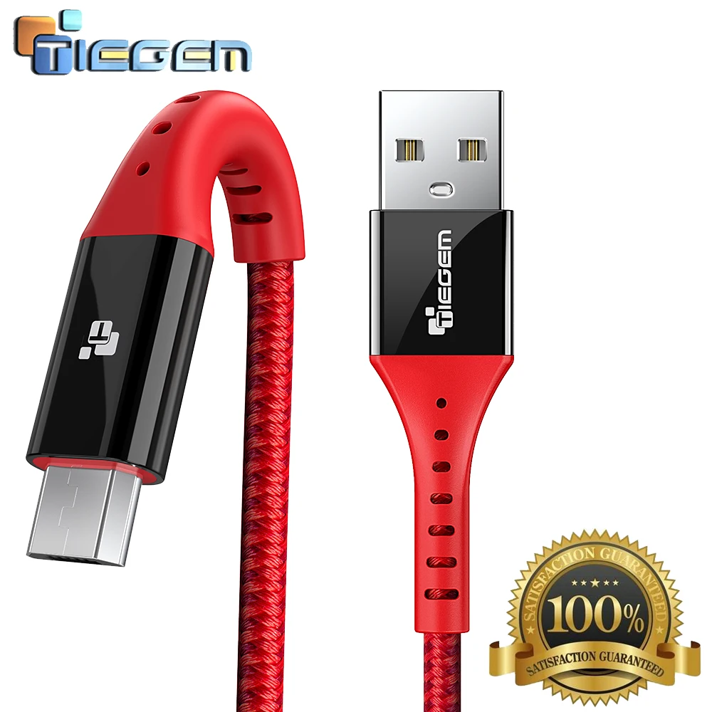Кабель Micro USB TIEGEM 2A нейлоновый плетеный кабель для быстрой зарядки и передачи