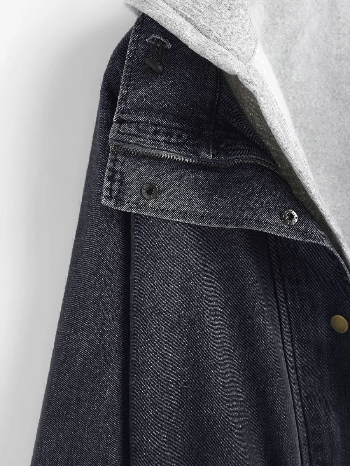 ZAFUL джинсовая куртка на пуговицах с капюшоном из двух частей Женская Куртка Свободная джинсовая с широкой талией длинная однобортная куртка