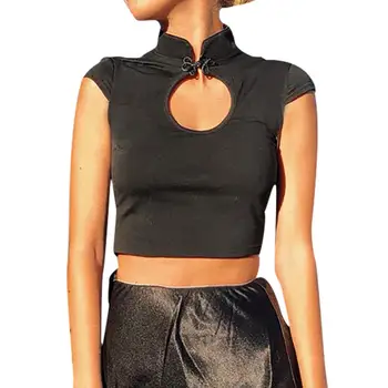 

Tops Summer Women Camisetas Verano Mujer Harajuku Streetwear Crop Fashion Solid Short Sleeve Hollow Out T-Shirt Dropshipping C