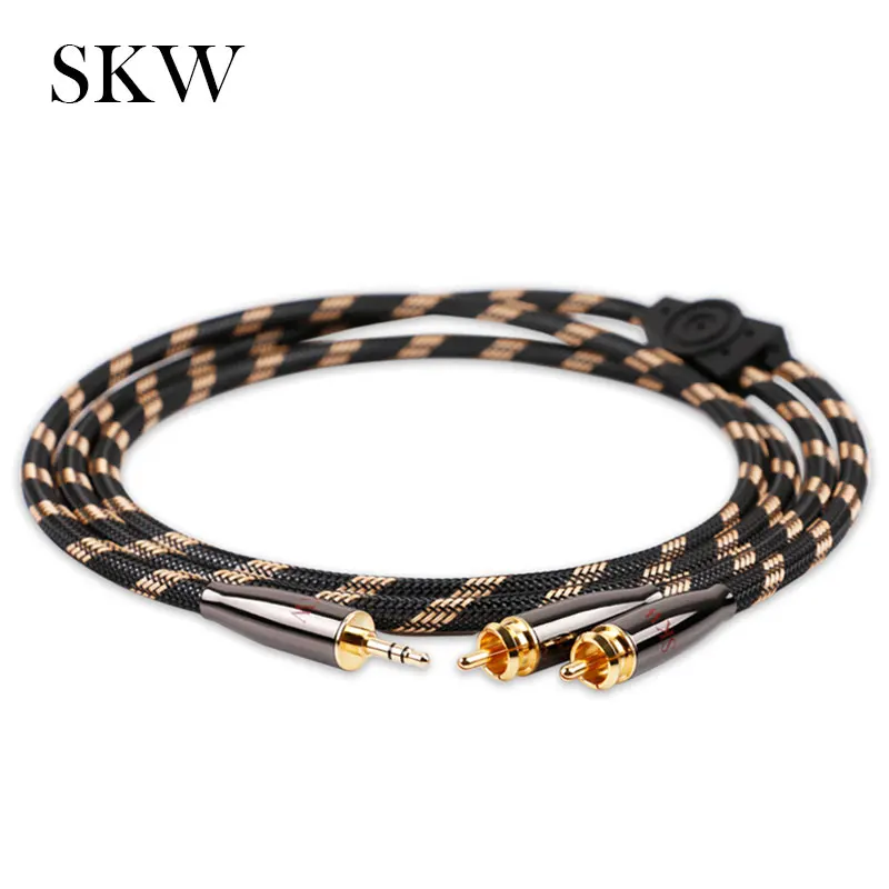 SKW аудио кабель 2 RCA 3 5 мм Jack 6N OCC 1 м 8 10 для домашнего кинотеатра DVD усилитель