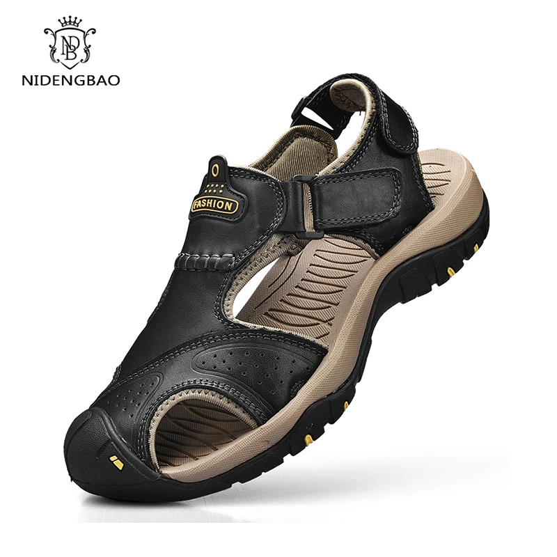 Летние брендовые сандалии из натуральной кожи обувь для мужчин легкие мягкие мужские повседневное пляжная дышащая обувь качество