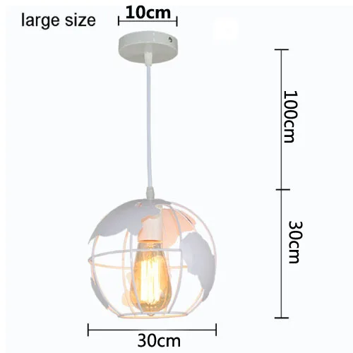 Подвесной светильник, черный/белый, креативный, E27, лампочки, заземление, железный, подвесной светильник, лампа Эдисона для кухни, столовой, ресторана, подвесной светильник - Цвет корпуса: Large white model