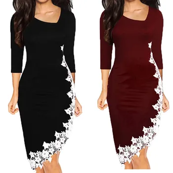 

2019 MAXIORILL New Ladies Summer Pencil Slim Dress Elastic Irregular Hem Lace Skinny Lace Dress платье Wholesale T3