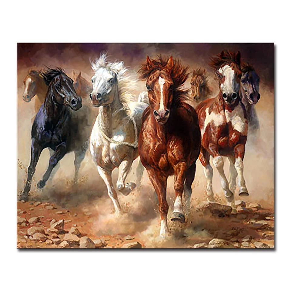 Бегущие лошади DIY Набор для рисования по номерам Рисование животных Масляные картины ручная роспись раскраска на холсте для домашнего декора стены искусства