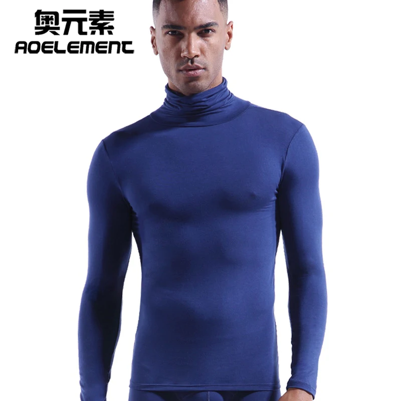 Modal men's high collar lapel underwear long-sleeved bottoming shirt autumn and winter shirt long john men thermal mens bottoms