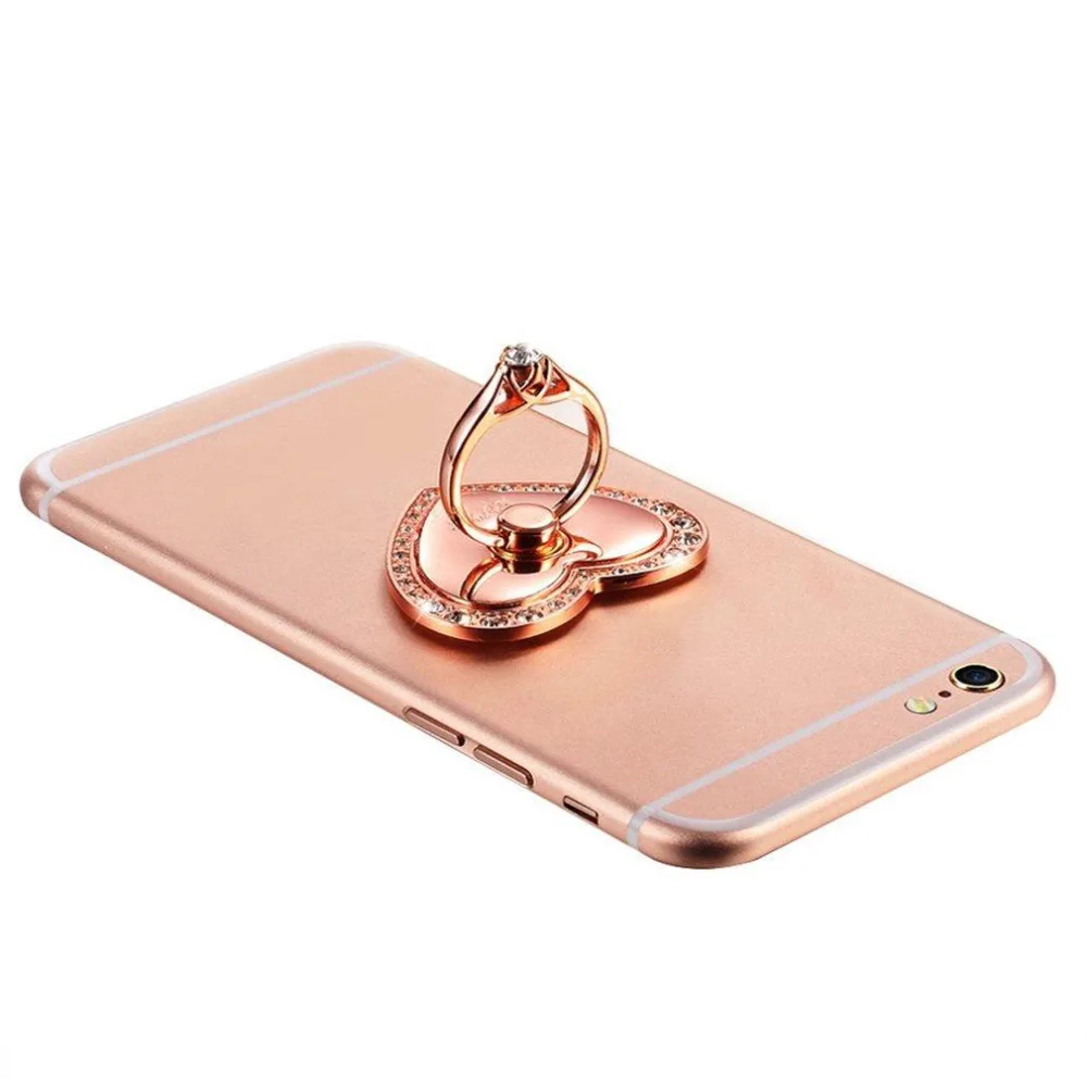 360 Degree Finger Ring Heart Diamond Ring Cute Mobile Phone Smartphone Stand Holder For iPhone 7 Samsung HUAWEI Car Mount Grip