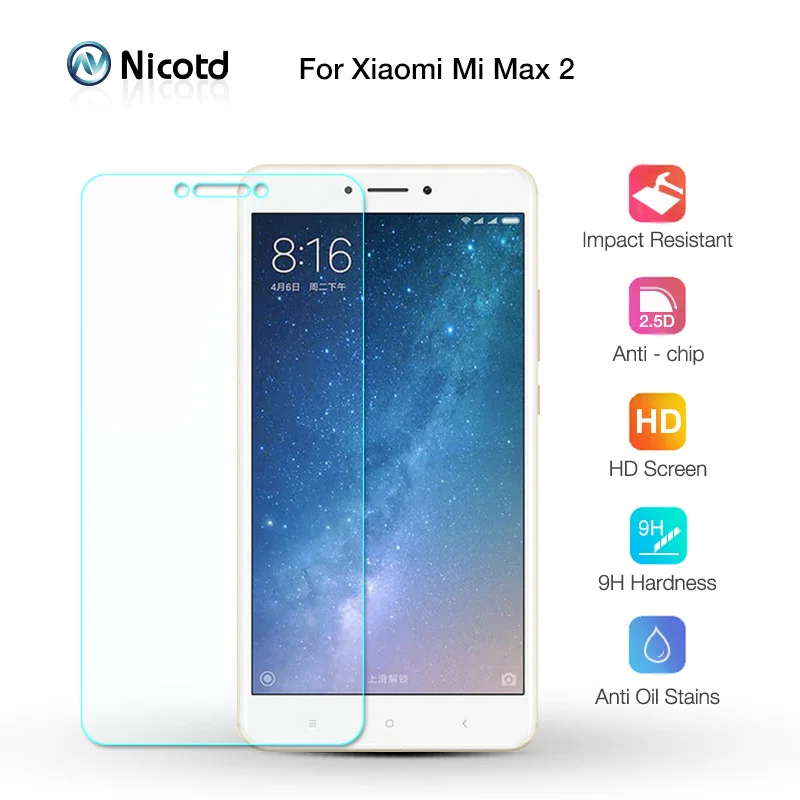 Nicotd For Xiaomi Mi MAX 2 Tempered Glass Transparent 9H Film For Xiaomi Mi MAX2 Screen Protector Film Screen Protective Glass  (2)