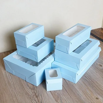 

1/2/3/4/6/8 holes Blue muffin box cake cup box cupcake packaging paper box with bottom bracket pudding pastry 10pcs/lot