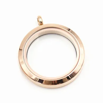 

2018 Wholesale Screw opens stainless steel rose gold float buckle pendant glass memory Floating locket charm Women jewelry