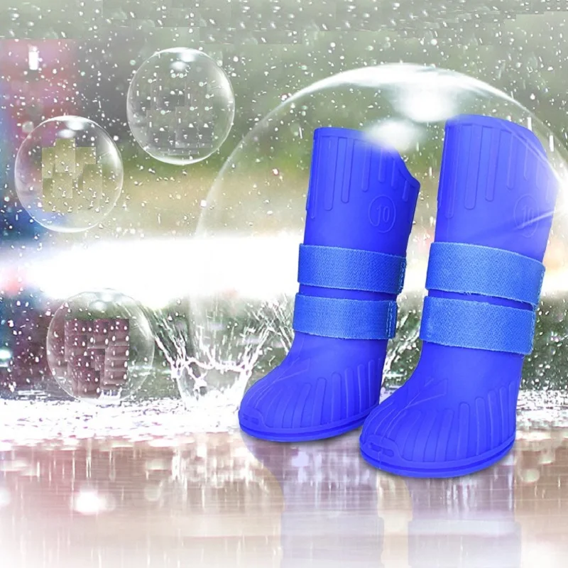 

4pcs Pet Dog Shoes Waterproof Rain Pet Shoes for Small Dogs Puppy Rubber Boots Candy Color Puppy Shoes Pet Dog ProductsHigh Gang