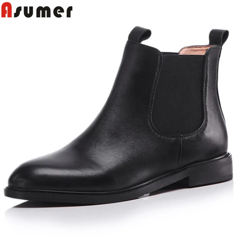ASUMER big size 34-43 fashion autumn winter boots women round toe ankle boots ladies genuine leather boots 2018 new shoes woman ASUMER big size 34-43 fashion autumn winter boots women round toe ankle boots ladies genuine leather boots 2018 new shoes woman
