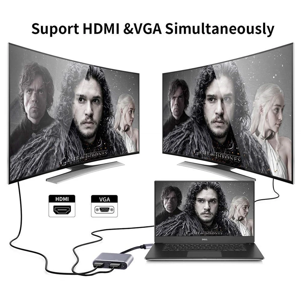 5 Гбит/с USB 3,0 к VGA HDMI адаптер Mac OS USB к HDMI VGA 1080P видео Графический конвертер для нескольких мониторов Windows 7/8/10