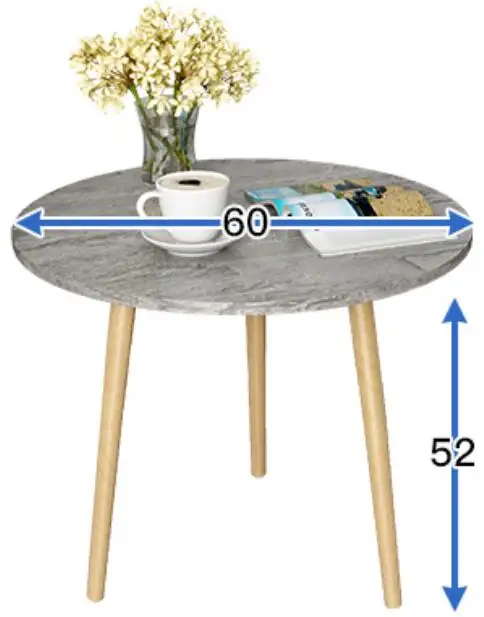60*52CM Living Room Corner Table Round Dining Table Modern Coffee Table Sofa Side Tea Table