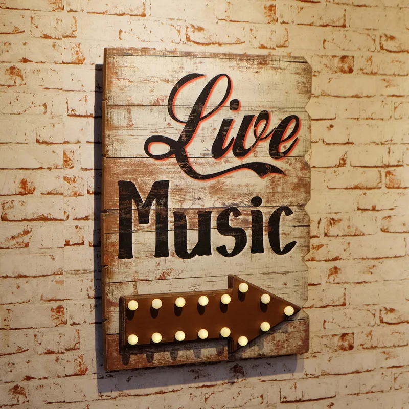 

American retro old rustic wall lamp with LED lights arrow wall mural music bar bar wall decoration