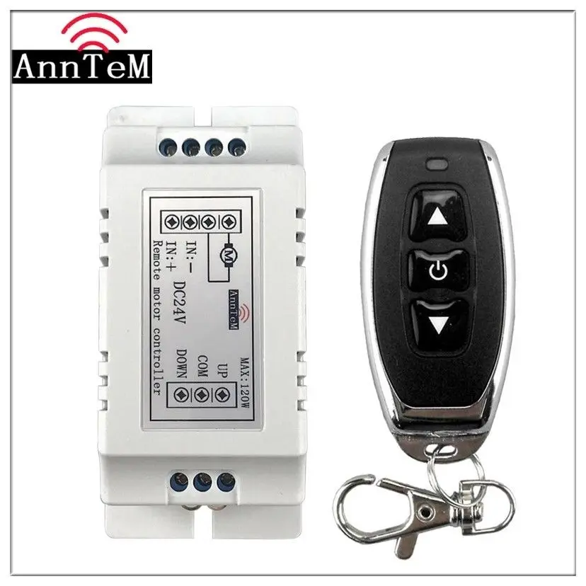 

wireless remote control switch 433mhz rf transmitter receiver 18v to 24v motor Forward + Reverse Stop steering Controller module