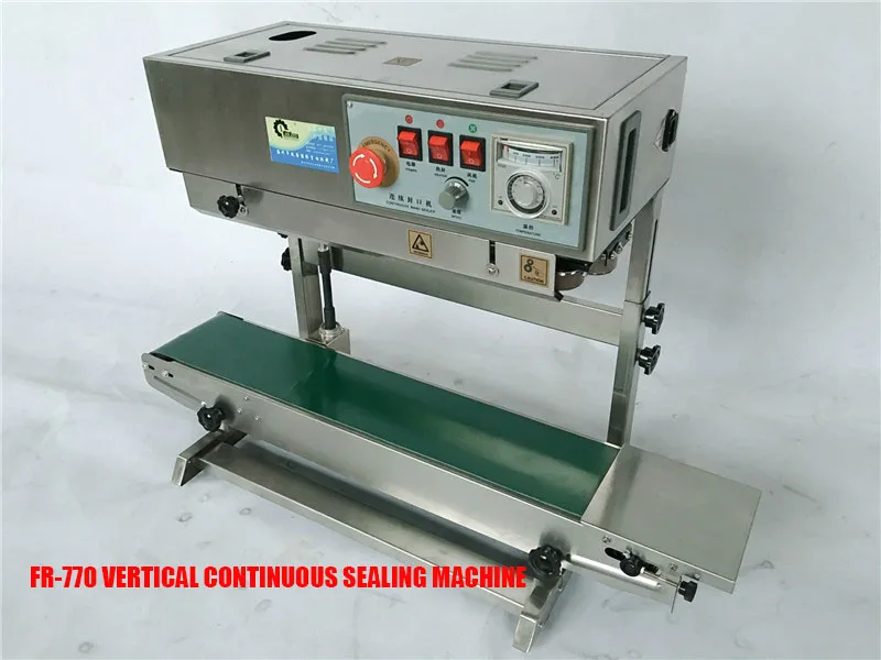 

FR-770 Vertical Automatic Heat Plastic Bag Foil Bag Band Sealer Machine Sealing liquid and solid food continuous sealer